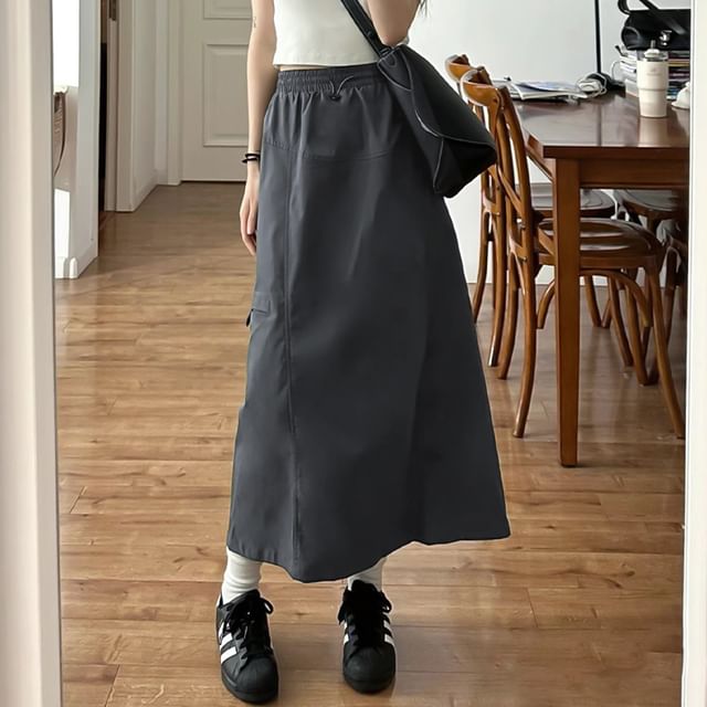 High Waist Plain Maxi Skirt