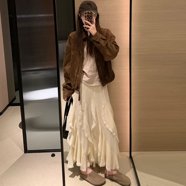 Mid Waist Asymmetrical Plain A-Line Skirt (Various Designs)