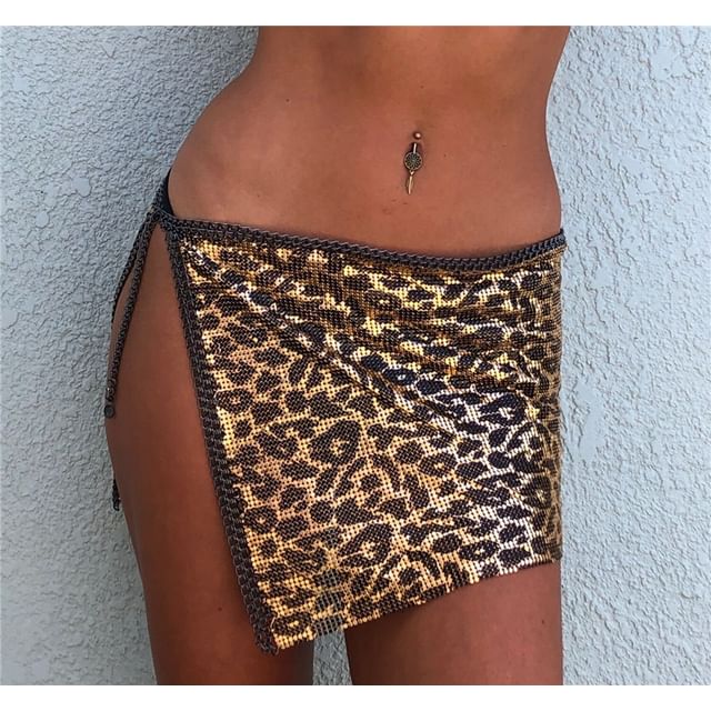 Leopard Print Crop Camisole Top / Mini Skirt / Set