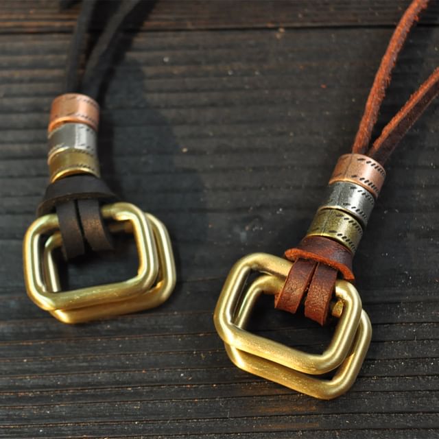 Brass Pendant Leather Necklace