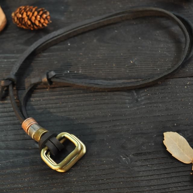 Brass Pendant Leather Necklace