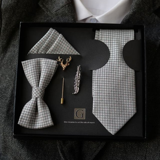 Plaid Bowtie / Tie / Handkerchief / Set