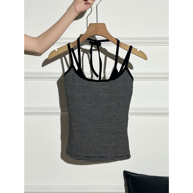 Striped Strappy Crop Top