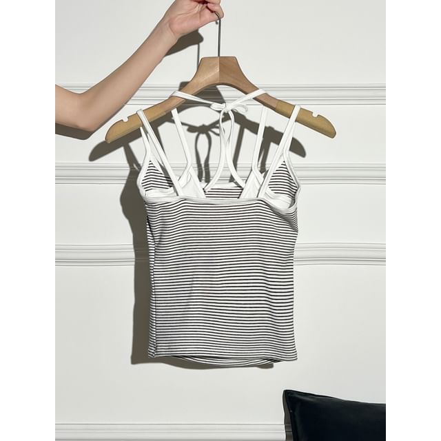 Striped Strappy Crop Top