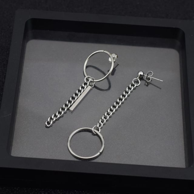 Hoop Chain Asymmetrical Alloy Dangle Earring / Ear Cuff