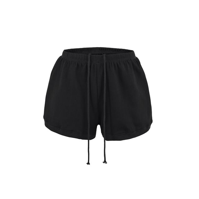 Hooded Zip Top with Drawstring Shorts Set
