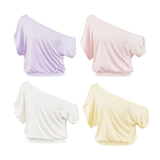 Off Shoulder Ruched T-Shirt Short Sleeve