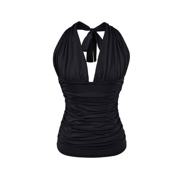 V-Neck Halter Ruched Camisole Top