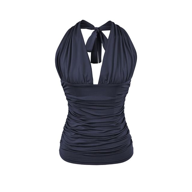 V-Neck Halter Ruched Camisole Top