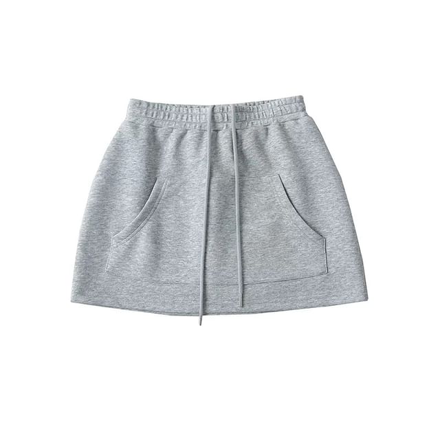 Drawstring Waist Plain Mini Pencil Skirt