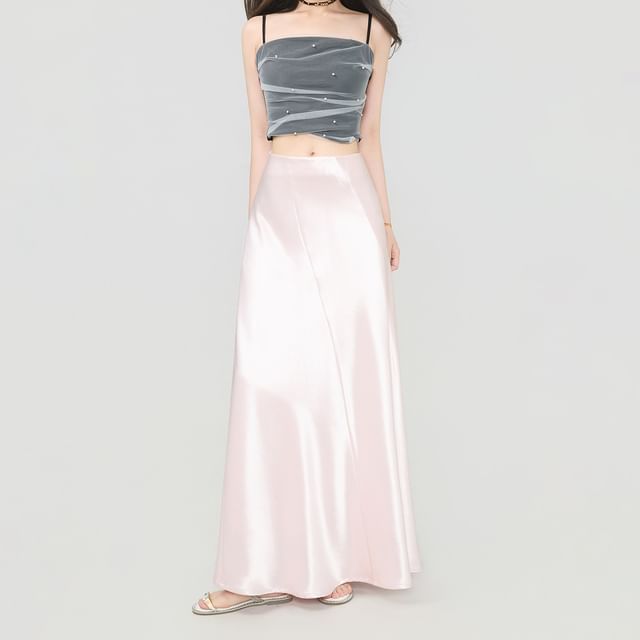 High Waist Plain Maxi Mermaid Skirt