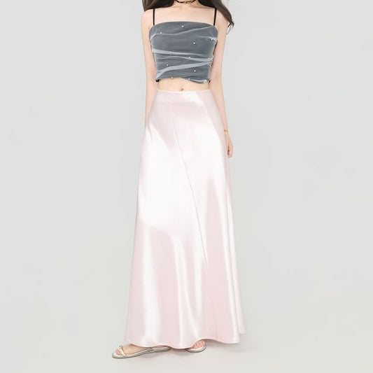High Waist Plain Maxi Mermaid Skirt