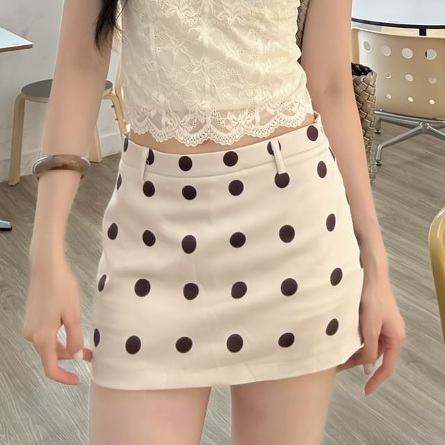Mid Rise Dotted Mini Pencil Skirt