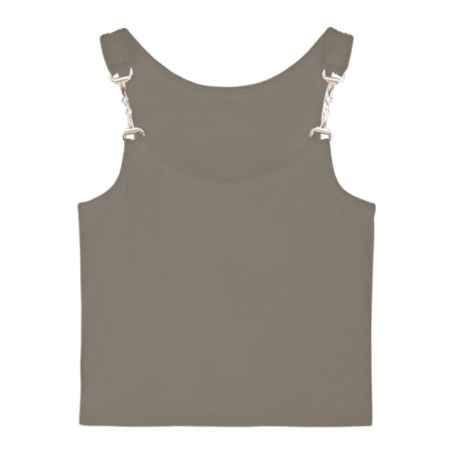 Scoop Neck Padded Tank Top with Horsebit