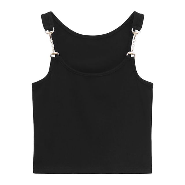 Scoop Neck Padded Tank Top with Horsebit