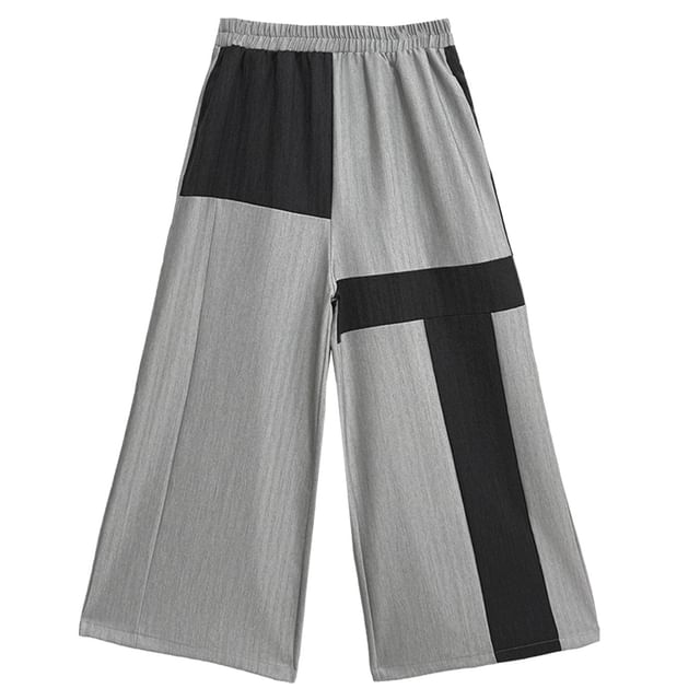 Sleeveless Round Neck Striped Asymmetrical Button Top & Wide Leg Pants