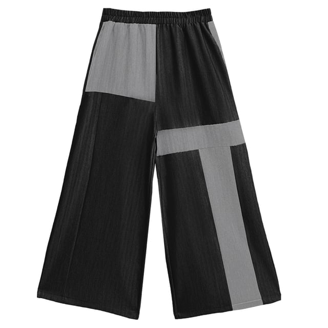 Sleeveless Round Neck Striped Asymmetrical Button Top & Wide Leg Pants