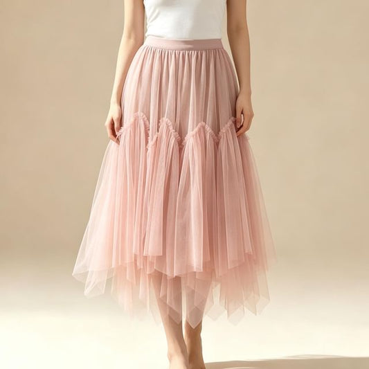 High Waist Sheer Maxi A-Line Skirt