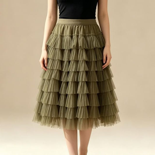 Mid Waist Sheer Mini Tiered Skirt