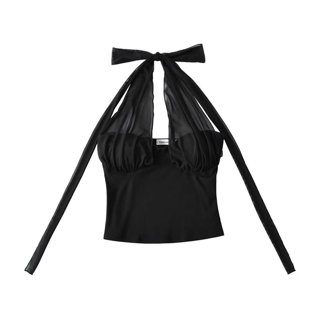 Halter Neck Crop Top in Solid Color for Women