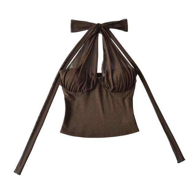 Halter Neck Crop Top in Solid Color for Women