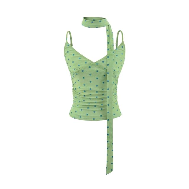 Polka Dot Camisole Top with Twilly Scarf Set