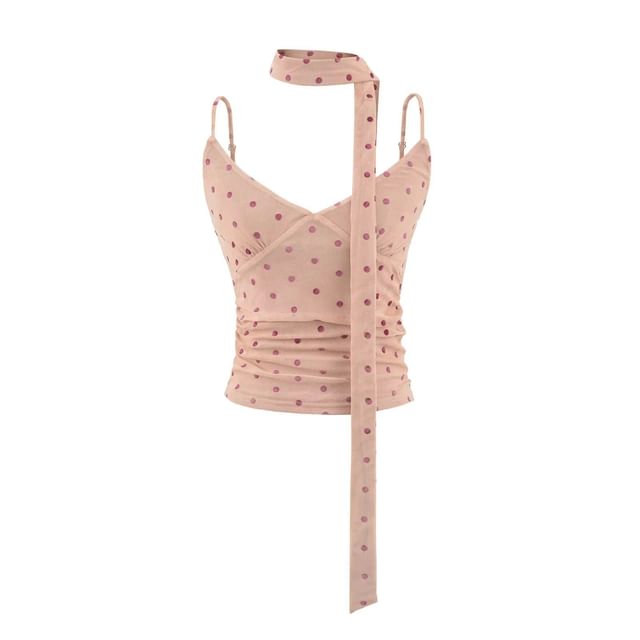 Polka Dot Camisole Top with Twilly Scarf Set