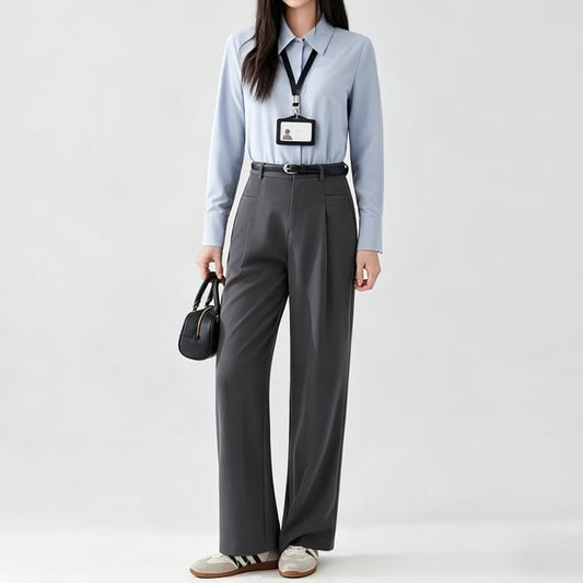 Long Sleeve Shirt and Straight Leg Dress Pants Set