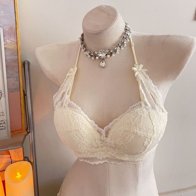 Halter-Neck Lace Bra / Thongs / Lingerie Set