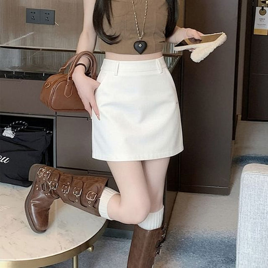 High Waist Plain Mini Pencil Skirt