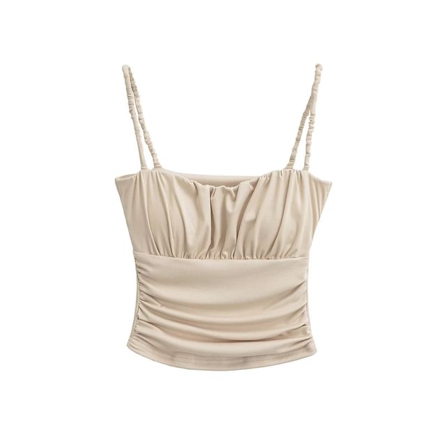Square Neck Plain Crop Camisole with Thin Straps