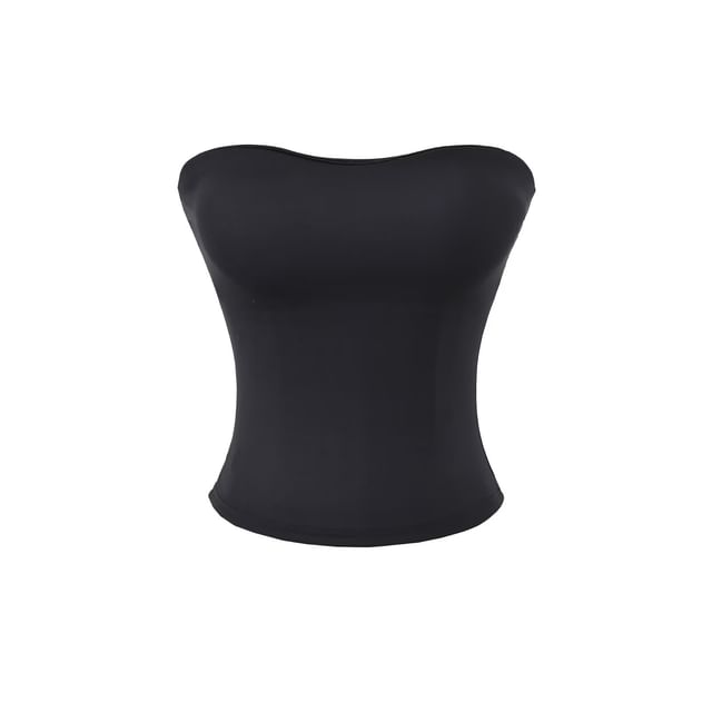 Plain Crop Tube Top with Stretch Fit