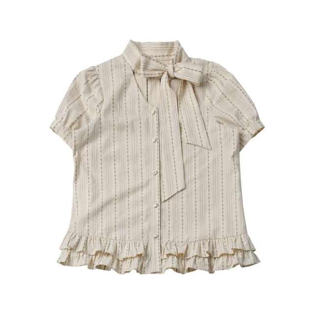 Short-Sleeve Striped Shirt / Sleeveless Lace Trim Mini Dress / Leg Warmer