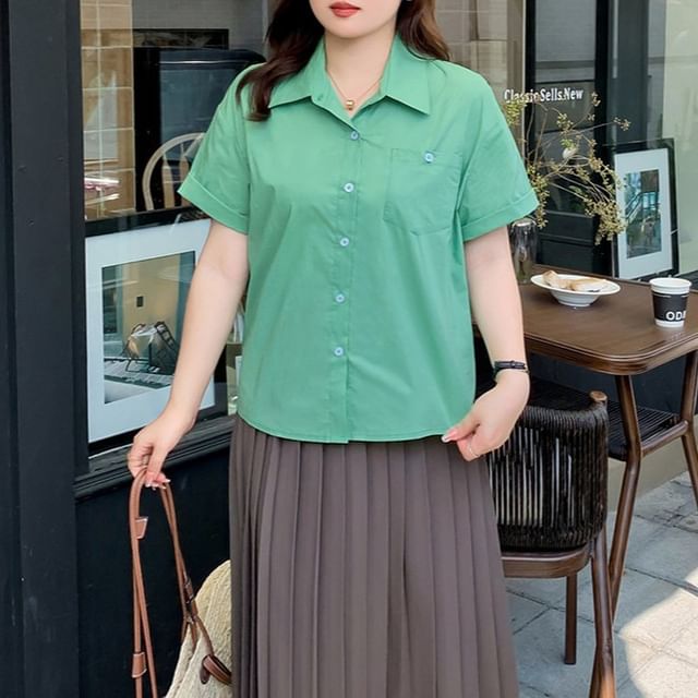 Plain Pocket Front Shirt