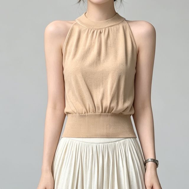 Halter Neck Ruched Crop Top