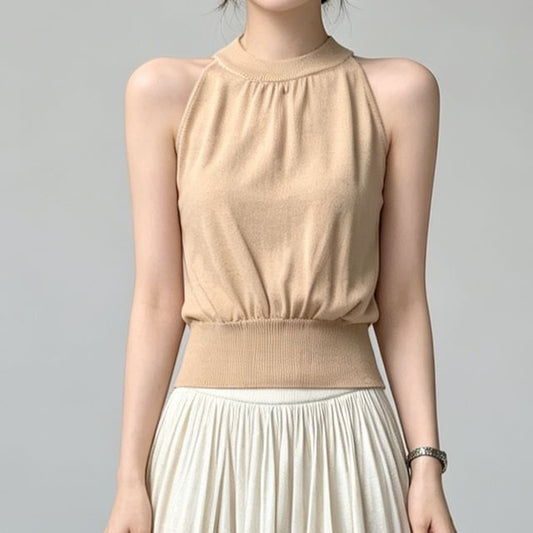 Halter Neck Ruched Crop Top