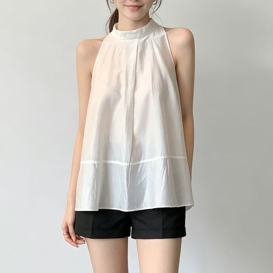 Halter Mock Neck Satin Top
