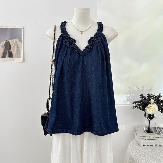 V-Neck Sleeveless Plain Top