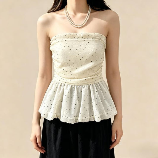 Polka Dot Ruffle Tube Top
