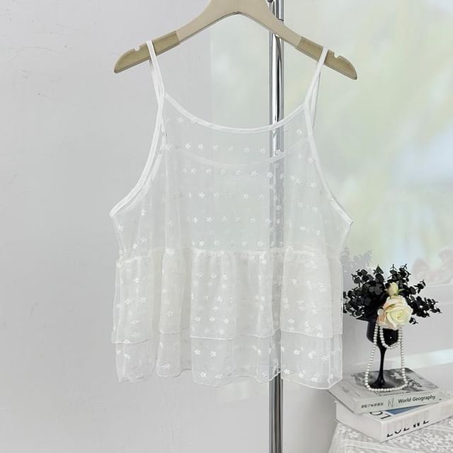 Floral Jacquard Sheer Camisole