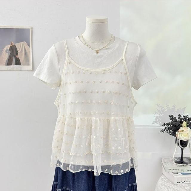 Floral Jacquard Sheer Camisole