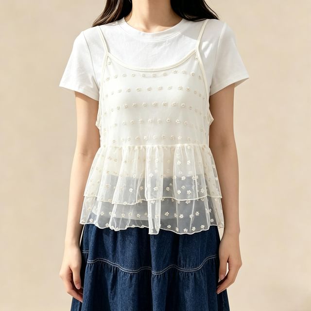Floral Jacquard Sheer Camisole