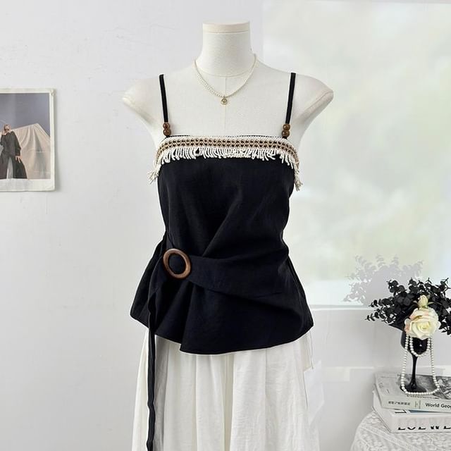 Buckled Waist Beaded Camisole