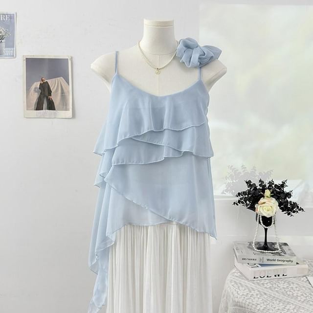 Scoop Neck Asymmetrical Layered Camisole
