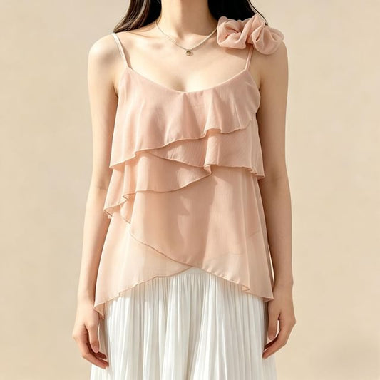 Scoop Neck Asymmetrical Layered Camisole