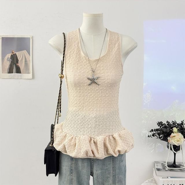 U-Neck Ruffle Tank Top