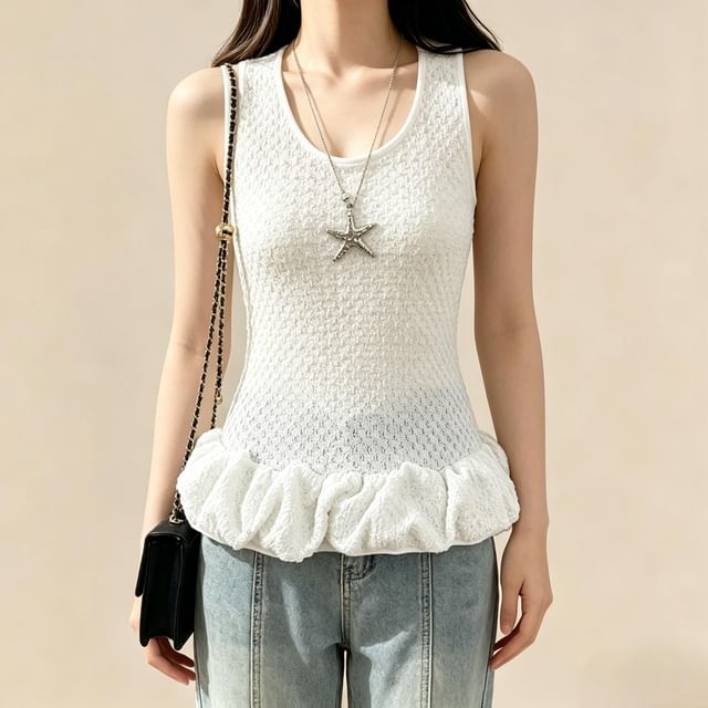 U-Neck Ruffle Tank Top