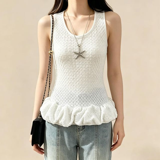 U-Neck Ruffle Tank Top