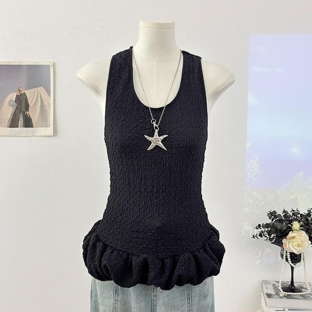 U-Neck Ruffle Tank Top