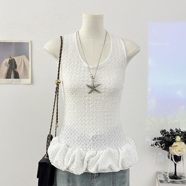 U-Neck Ruffle Tank Top
